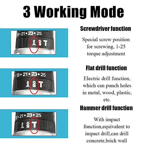 QHYXT 48 V 10 mm 25 + 3 Geschwindigkeits-Drehmoment-Elektro-Akkuschrauber-Bohrmaschine Mini-Wireless-Elektro… – Bild 6
