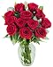 KaBloom The Romantic Classic Bouquet of 12 Fresh Red Roses (Farm-Fresh, Long-Stem) with Vase