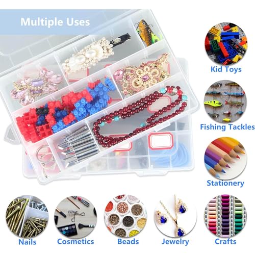 Taiyyi 24 Sortierboxen für Kleinteile 2er-Set Kleinteile Organizer Einstellbar Plastik Sortierbox Transparente Sortierboxen für Kleinteile Schmuck Schrauben Bügelperlen Ohrringe Perlen Nähgarn