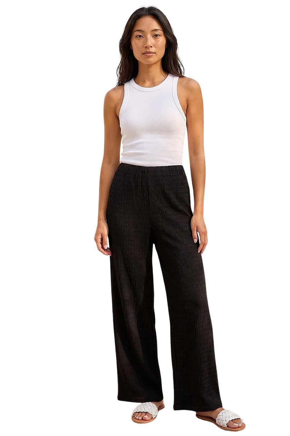 Roman Women's Black Petite Textured Stretch Trouser In | Size: 14