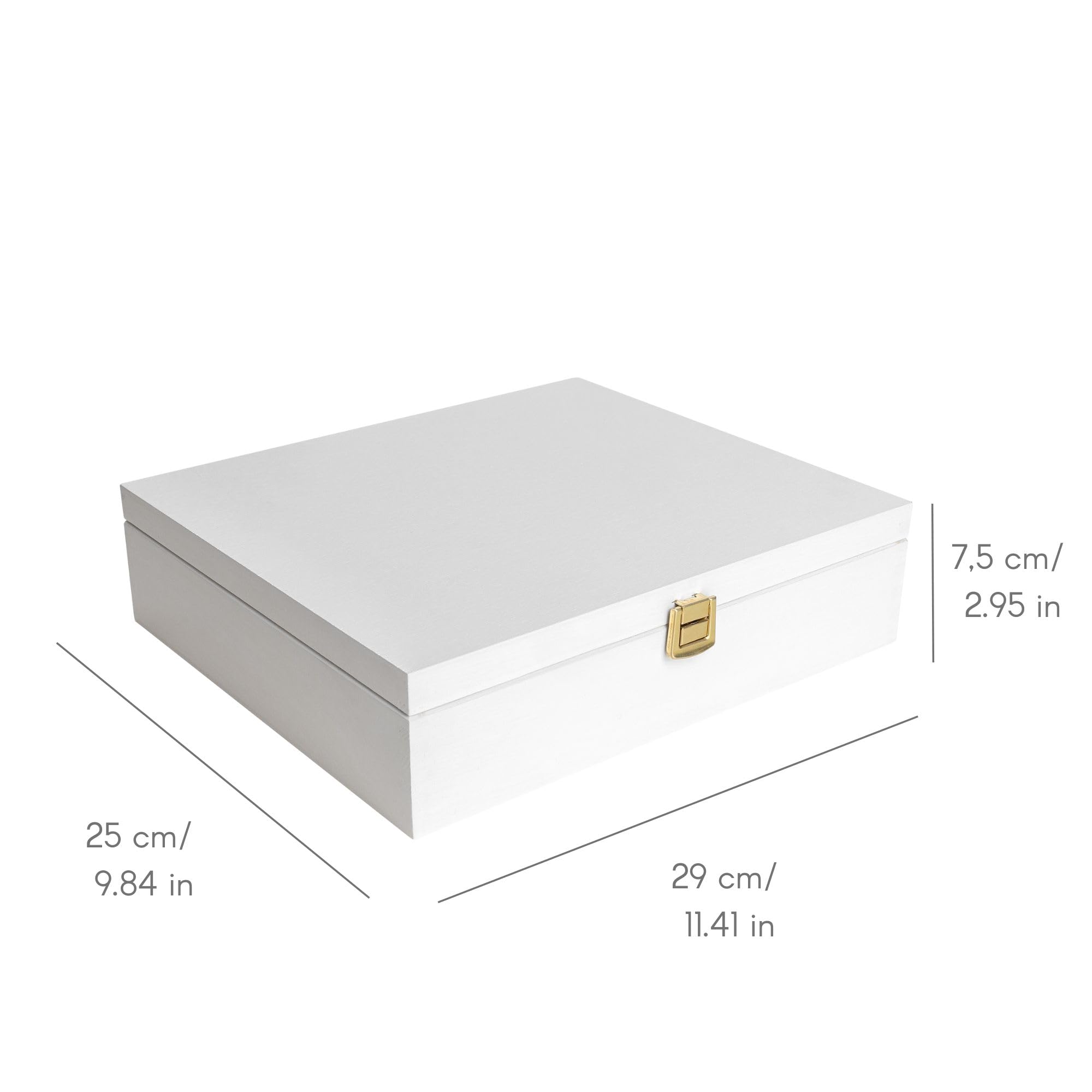 Creative Deco White Wooden Tea Box Storage Lid, Non-Personalisation - Image 3