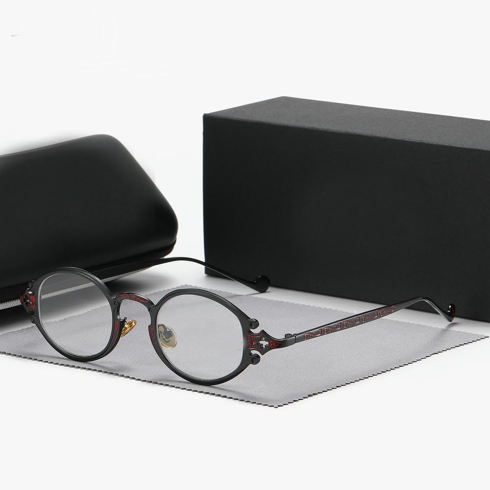ZBDZSW okulary retro steampunk gotyckie owalne metalowe oprawki rzeźbione proste okulary