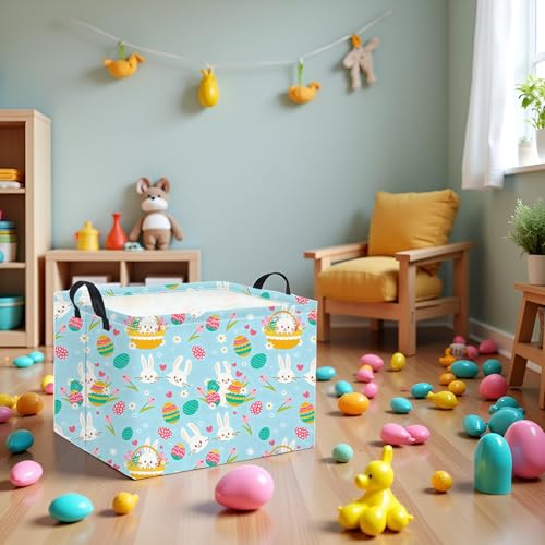 Image of Rectangular Flower Easter Basket for Kids - Baby Storage Bin and Organizer, Shelf, Book Basket, Room Decor