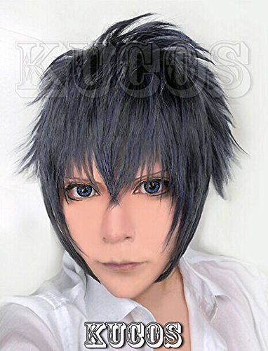 Happylifehere Japanese Game Short Layered Cosplay Costume Wig (Blue, Gray and Black Mixed)