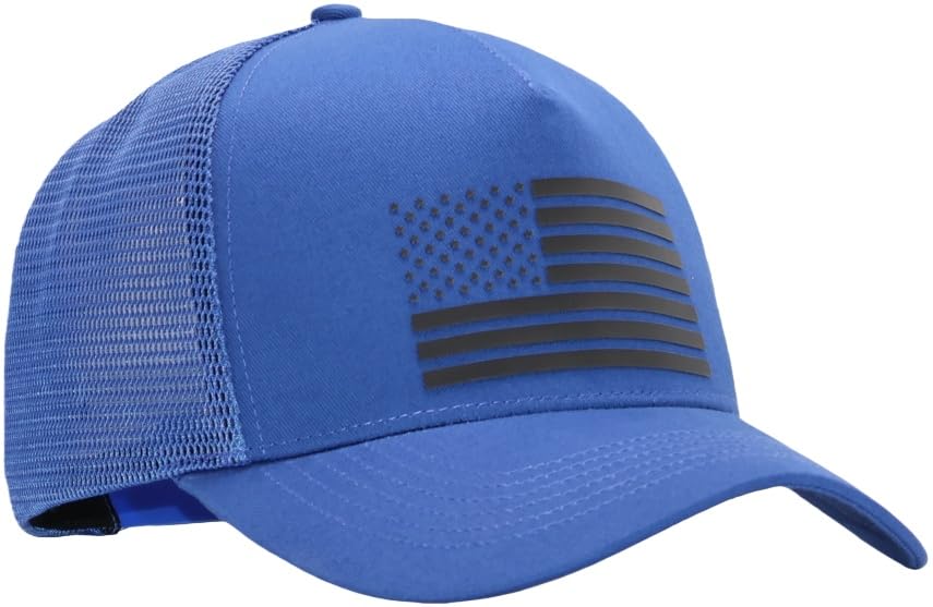 Image of USA Flag Snapback Hat Fits One Size&XXL /3XL - Mens Mesh Trucker Ball Hats - US 250th Anniversary Veterans Memorial Day Gifts