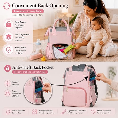 Image of Motherly Patented Design Maternity Diaper Bag with Accessories | Waterproof Baby Travel Bag | Multi-Pocket Organizer for Newborn Essentials & Hospital Use (Envy Series)