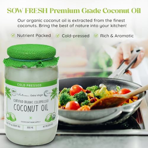 Image of Sow Fresh Grown By Nature Organic Cold Pressed Extra Virgin Coconut Oil, 1 Liter