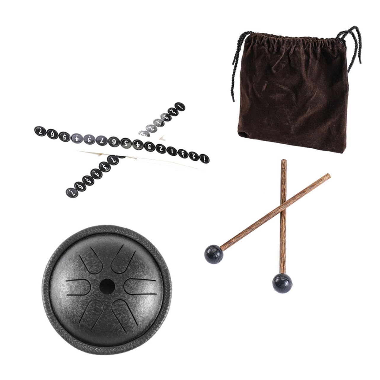 FUNOMOCYA 6 Note Steel Tongue Drum Mallets Ethereal Hand Drum Set Boys and Girls Adult Percussion Instrument Musical Instrument for Mind Healing