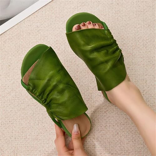 Women's Leather Hollow Flats - 2.5cm Peep Toe Summer Mary Jane Slippers4