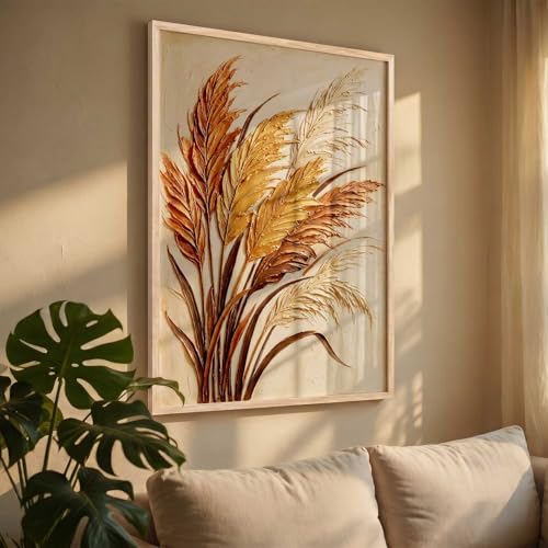 Image of kotart Abstract Floral Art WALL Framed Painting | Big Aesthetic Flowers leaves WALL Framed Paintings for Living Room Bedroom Wall Decor (14X20 inch)