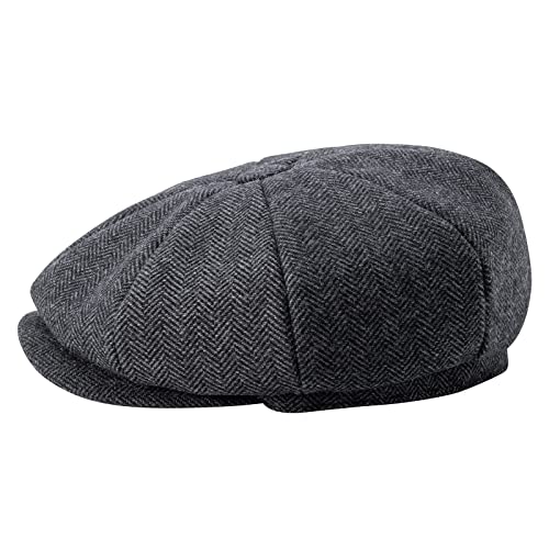 Botvela Men'S 8 Panel Wool Blend Newsboy Flat Cap Herringbone Tweed Hat thumb #2