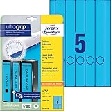 AVERY Zweckform L4749-20 Ordnerrücken Etiketten (100 Rückenschilder mit ultragrip, 38x297mm auf A4, schmal/lang, selbstklebend, absolut blickdicht, bedruckbare Ordneretiketten) 20 Blatt, blau