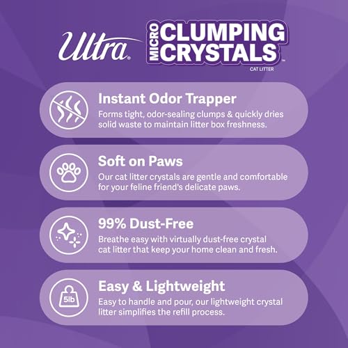 Ultra Clumping Micro Crystals Premium Cat Litter - Dust Free, Soft on Paws, Fragrance Free - 15 Lbs. Total (3pk of 5 Lbs.) - Thumbnail 3