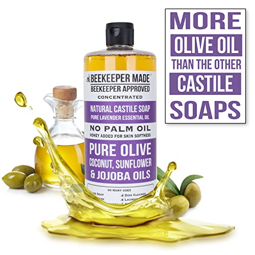 Beekeeper Made Natural Castile Soap, 32 Fl Oz | No Palm Oil, 8 Ingredients, Pure Olive, Coconut, & Sunflower Oils, Gmo Free, For Sensitive Skin, Made In The Usa (Lavender) #TOP3