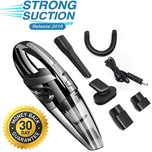 Vuffuw Aspiradora sin Cable Portátil Húmeda y Seca, 120W Aspiradora de Mano para Automóvil con Succión Potente, USB Recargable, Filtro Reutilizable para Viajes, Hogar, Oficina, Mascotas y Automóviles