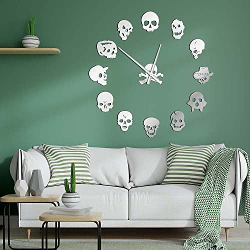 Reloj de pared gigante calavera 3D silencioso miniatura 2