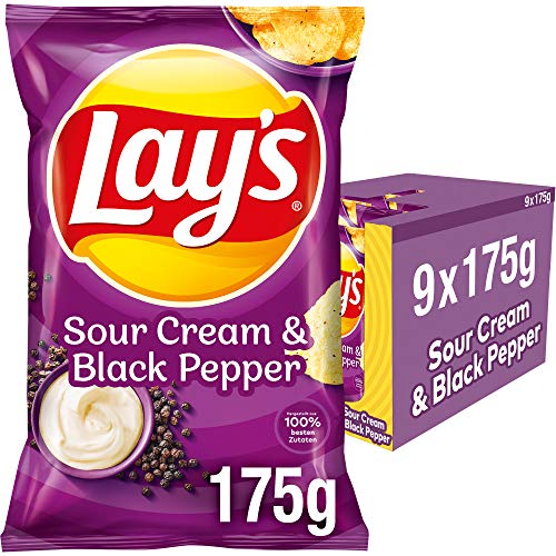 Lay's Sour Cream & Black Pepper - Knusprig gewürzte Kartoffelchips für eine gelungene Party - 9 x 175g - Image 3