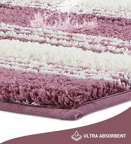 Image of Obsessions Soft & Plush Bath Mat | Quick Dry, Stain & Skid Resistant | Luxuriously Soft, Long Lasting Color | TPR Latex Backing, Size 40x60 cm, Onion Pink & Plum