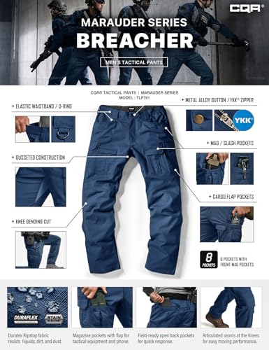 Image of CQR Men's Flex Ripstop Tactical Pants, Water Resistant Stretch Cargo Pants, Lightweight EDC Hiking Work Pants