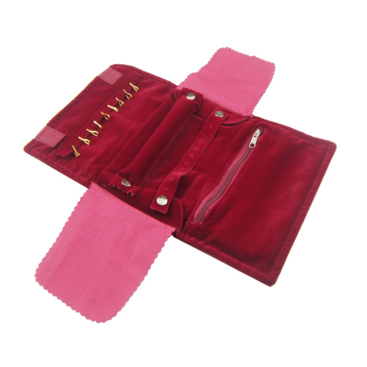 WOFASHPURET 1pc Multifunctional Jewelry Storage Roller Bag for Women Compact Organizer for Earrings Necklaces Bracelets Durable Pouch Red for Travel and Display