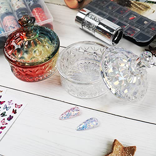 BQAN 100ml Large Nail Dappen Dish, Dazzling Crystal Dappen Dish with Lid, Damping Dish for Nails Holding Acrylic Liquid Acrylic Powder Nail Decor, Dappen Monomer Holder Dish (Laser Color) - Thumbnail 4