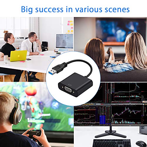 USB to VGA Adapter, USB 3.0 to VGA Adapter Multi-Display Video Converter 1080P External Video Card, Compatible with Windows 7/8 / 8.1/10 for Computer, Desktop, Laptop, PC, Monitor, Projector,HDTV - Thumbnail 5