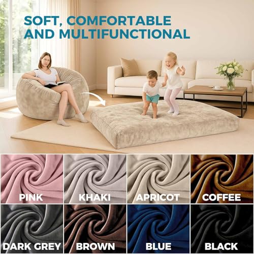 Image of Big Bean Bag Chairs for Adults,Bean Bag with Filler Included,Memory Foam Bean Bag,Giant beanbag,Suitable for Reading Chairs in Living Room, Bedroom and Dormitory. (Apricot, Bean Bag Bed)