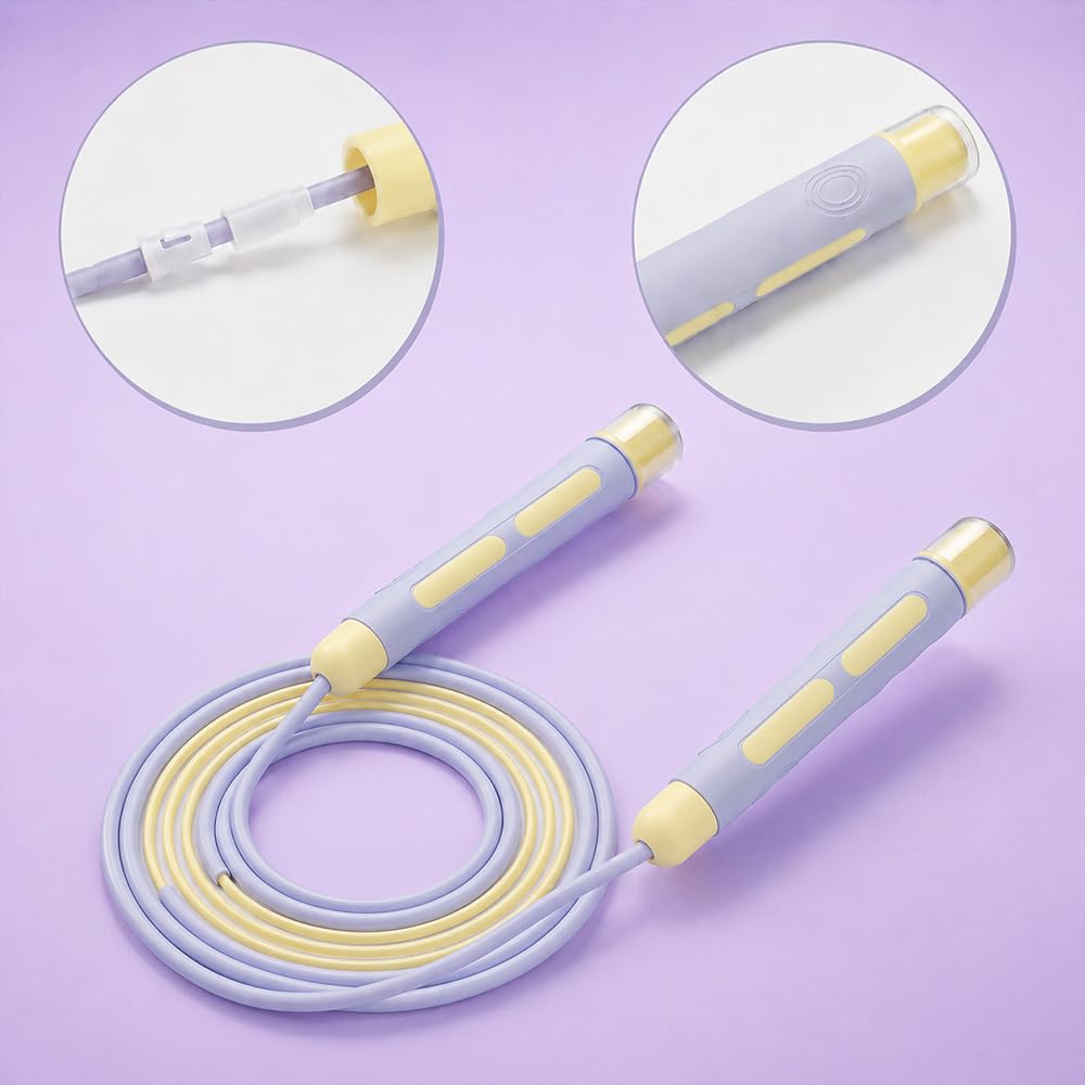 YUEDONG Kinder-Springseil mit zwei Lagern, verstellbares PVC-Seil, Daumengriffrille, Anti-Verheddern, Springseil für Jungen und Mädchen, PE-Training