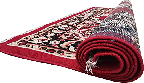 Image of Acrylic Rectangular Carpet for Hall | Mat for Living Room | 5x7 Feet Red | Anti-Skid Carpets | Carpet for Bedroom Floor | Galicha for Hall | Home & Decor (150x195 CM - Red Color)