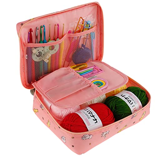 Image of 59 Pcs Crochet Hooks Kit for Beginners Adults, Knitting Starter Kit for Adults Ergonomic Crochet Soft Grip Handle Crochet Tools, DIY Weave Yarn Kits with Carry Bag , Travel Knitting Crochet Supplies