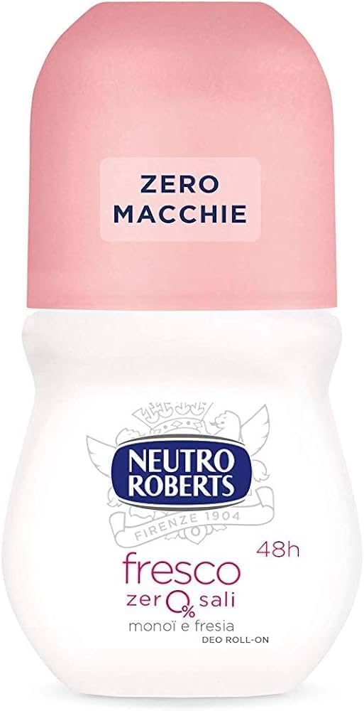 12x Neutro Roberts Fresco Deo Roll-On, Ohne Aluminiumsalze, Monoi und Freesie Duft, 48h Schutz, Zero Macchie, 50 ml,+ Italy Shop Service Kostenloser Schlüsselanhänger