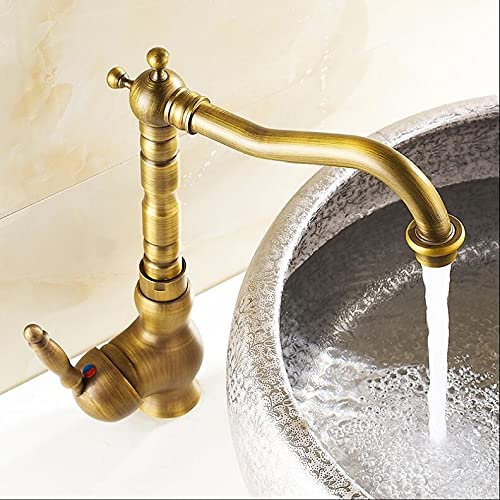 Rubinetto per lavello da Cucina per Bar Agriturismo Commerciale, Rubinetto per lavabo Caldo e Freddo alla Moda, Rubinetto da Cucina con Finitura in Ottone Bronzo Stile Europeo, Miscelatore da Cucina