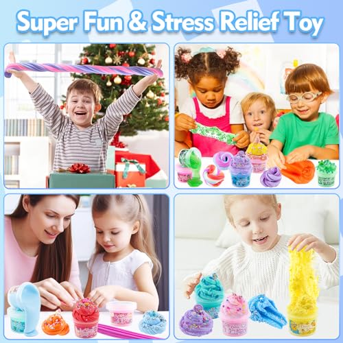 18 x 80 mL Big Premade Slime Kit - 48 FL OZ Slime with 6 Butter, 6 Cloud & 6 Clear Crystal Slimes Varieties - Party Favors for Kids, 56 Pcs Slimes Pack with Jelly Cube Add-ins - image 4