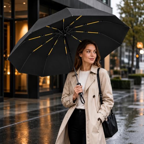 Image of STAR WORK UV Protection Travel Umbrella - Compact Folding Umbrella for Sun & Rain - Windproof, Waterproof, Auto Open /Close - Portable & Lightweight for Women & Men.