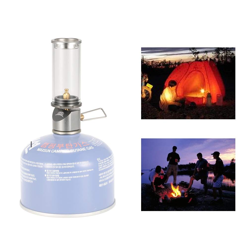 Lixada Luz de Gas Butano/Lámpara Camping + Adaptador para Cartucho de Gas + Estuche de Almacenamiento para Auto-Picnic Camping