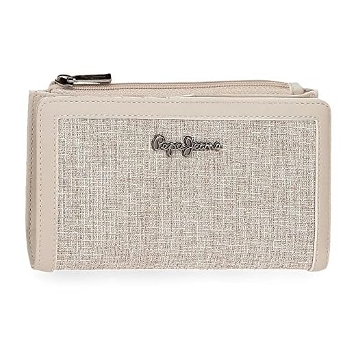 Pepe Jeans Maddie Cartera con Tarjetero Beige 17x10x2 cms Poliéster con detalles en Piel Sintética