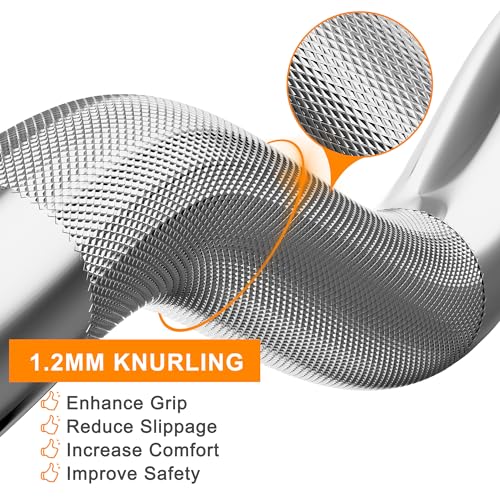 Olympic Barbell Bar 2 Inch EZ Curl Bar for Biceps Olympic Bar for Squats Weightlifting Powerlifting Strength Training Bar for Home Gym Olympic Curl Bar Standard Olympic Bar for Bench Press - Thumbnail 3