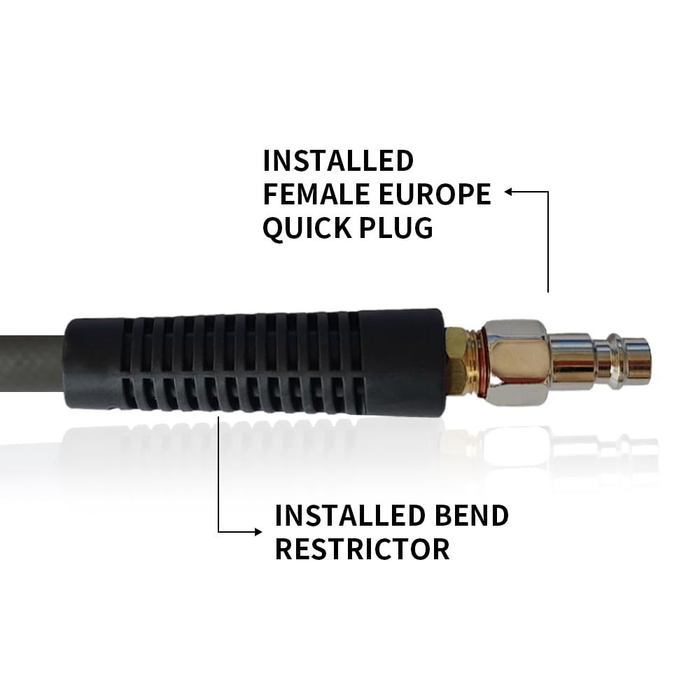 PVC/Rubber Hybrid Air Hose Grey with 1/4" Europe Steel Quick Coupler and Plug Fittings, 10m Length, 10 meters - Image 4