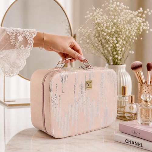 Image of NFI essentials Printed Makeup Box Set of 2 Cosmetic Box Jewellery Bridal Box Trousseau Box Vanity Beauty Case Organizer for Wedding Makeup Bag for Bride