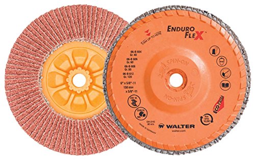 Limited Stock Walter 06B604 Enduro-Flex Flap Disc [pack of 10] – 40 Grit Abrasive Disc with Type 29 5/8-11 in. Arbor, 4-1/2 in. Finishing Disc with Eco Trim Backing