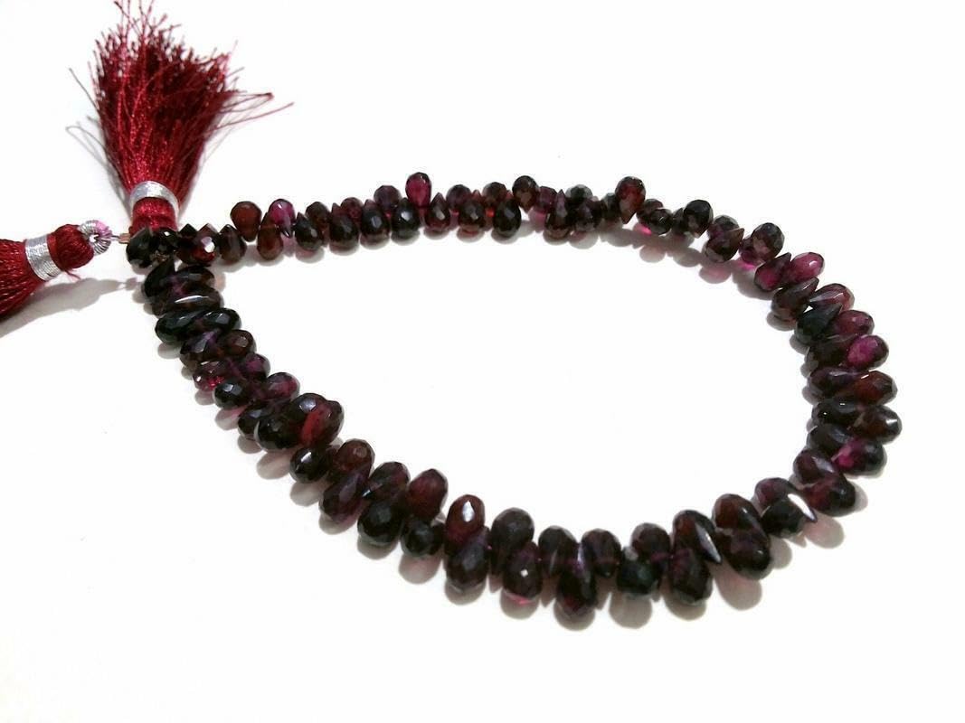Perles en grenat naturel larme 5x8mm pour fabrication de bijoux DIY et création de collier en gemmes
