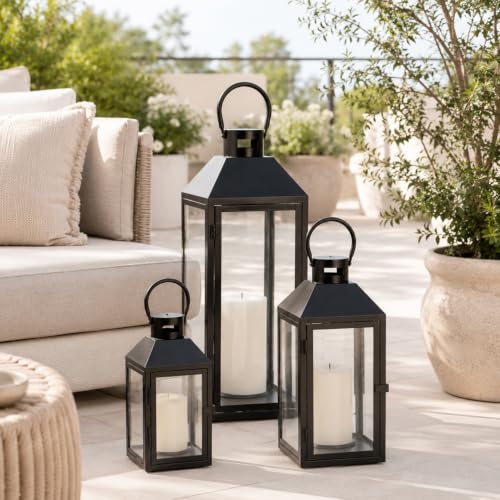 Mojawo 3er Set Gartenlaterne Windlicht Laterne Laternen Metalllaterne Set...