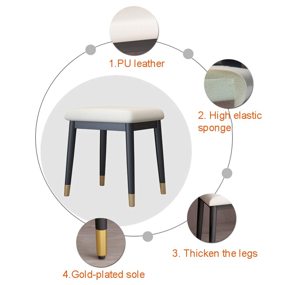 Repose-Pieds Ottoman Nord Tabouret Pansement Ronde Européenne avec De l'or Pieds en Métal Rembourré Repose-Pieds, Chaise De Maquillage pour La Cuisine Chambre Salon,d'or