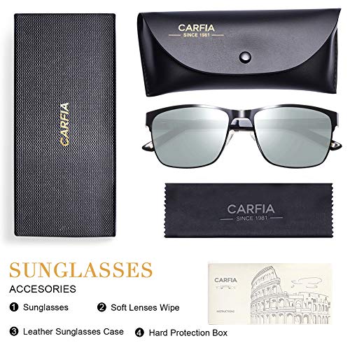 Image of CARFIA Metal Mens Sunglasses Polarized UV400 Protection for Driving Fishing Hiking Golf Everyday Use CA5225