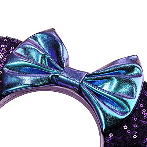 Image of FANYITY Mouse Ears, Sequin Mouse Ears Headband for Girls Women Halloween Birthday Party (Purple)