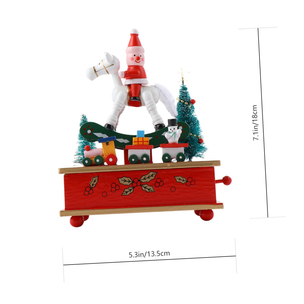 jojofuny Carillon Natalizio in Legno Solido a Forma di Cavallo a Dondolo, Scatola Musicale Compatta, Decorazione Natalizia da Tavolo Resistente e Leggera