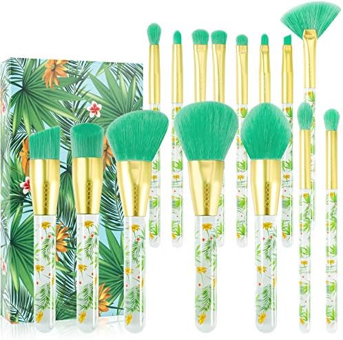Docolor Makeup Brushes Professional 14Pcs Tropical Makeup Brush Set Premium Gift Synthetic Kabuki Foundation Blending Contour Face Powder Mineral Eyeshadow Make Up Brush Set