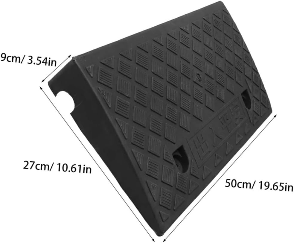 Alipis Vehicle Plastic Curb Ramp 50x27x9cm Black Rubber Triangle Ramp for Car and Motorcycle Loading Driveway
