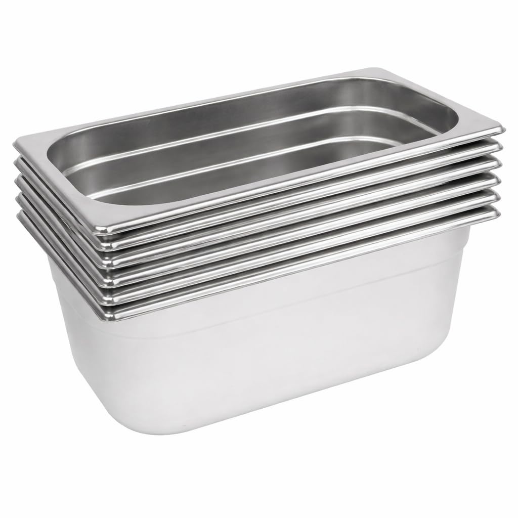 Cubeta Gastronorm Acero Inoxidable. Set 6 Unidades GN 1/3-100 mm de Altura.