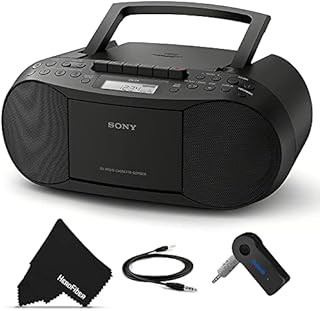 Sony Bluetooth Boombox CD Radio Cassette Player Portable Stereo Combo with AM/FM Radio, Tape Player and Recorder & Bluetooth Receiver | Home Radio or for the Beach | Includes Aux Cable, Cleaning Cloth